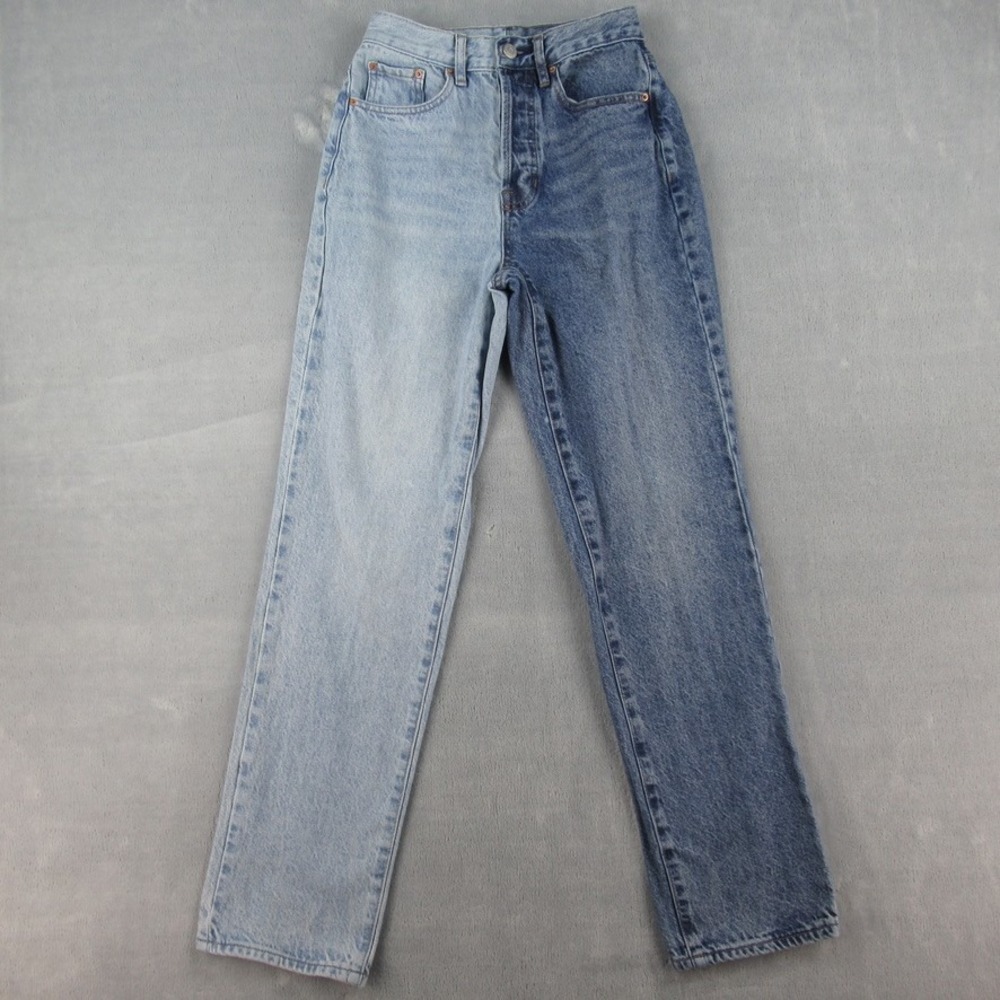 PacSun Two Tone Colorblock Dad Jean High Waisted Blue Denim Size 24 RN090233 - Picture 1 of 13